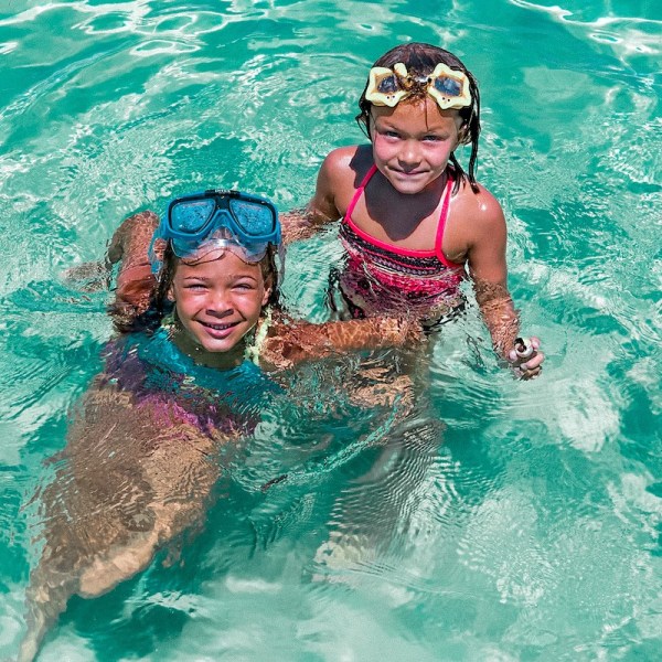 a person in a pool of water