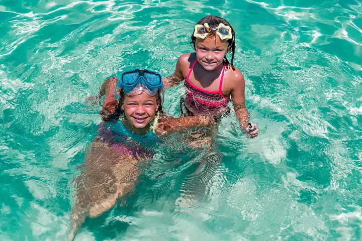 a person in a pool of water